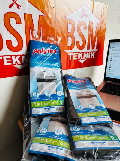 KANTONG SAMPAH TRASH BAG POLYTEX SIZE JUMBO UK 80 x 100 cm ISI 12