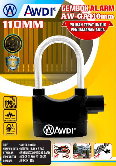 GEMBOK ALARM AWDI AW-GA110MM PANJANG 110 MM