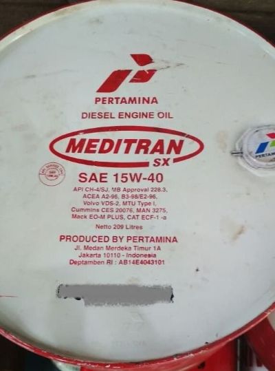 OLI MESIN DIESEL MEDITRAN SX 15W-40 API CH-4 PERTAMINA DRUM 209 L
