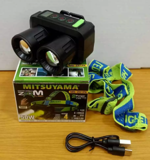 SENTER KEPALA Zoom 2 Cahaya Putih dan Kuning 4 Mode Cahaya 50W MITSUYAMA MS-261PK